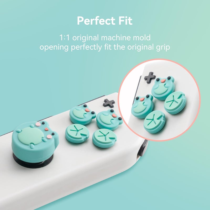 GEEKSHARE Silicone Cross D-Pad Button Caps Set Joystick Cover - ABXY Key Buttons Sticker Compatible with Switch/OLED Joystick - Frog & Axolotl - Image 3